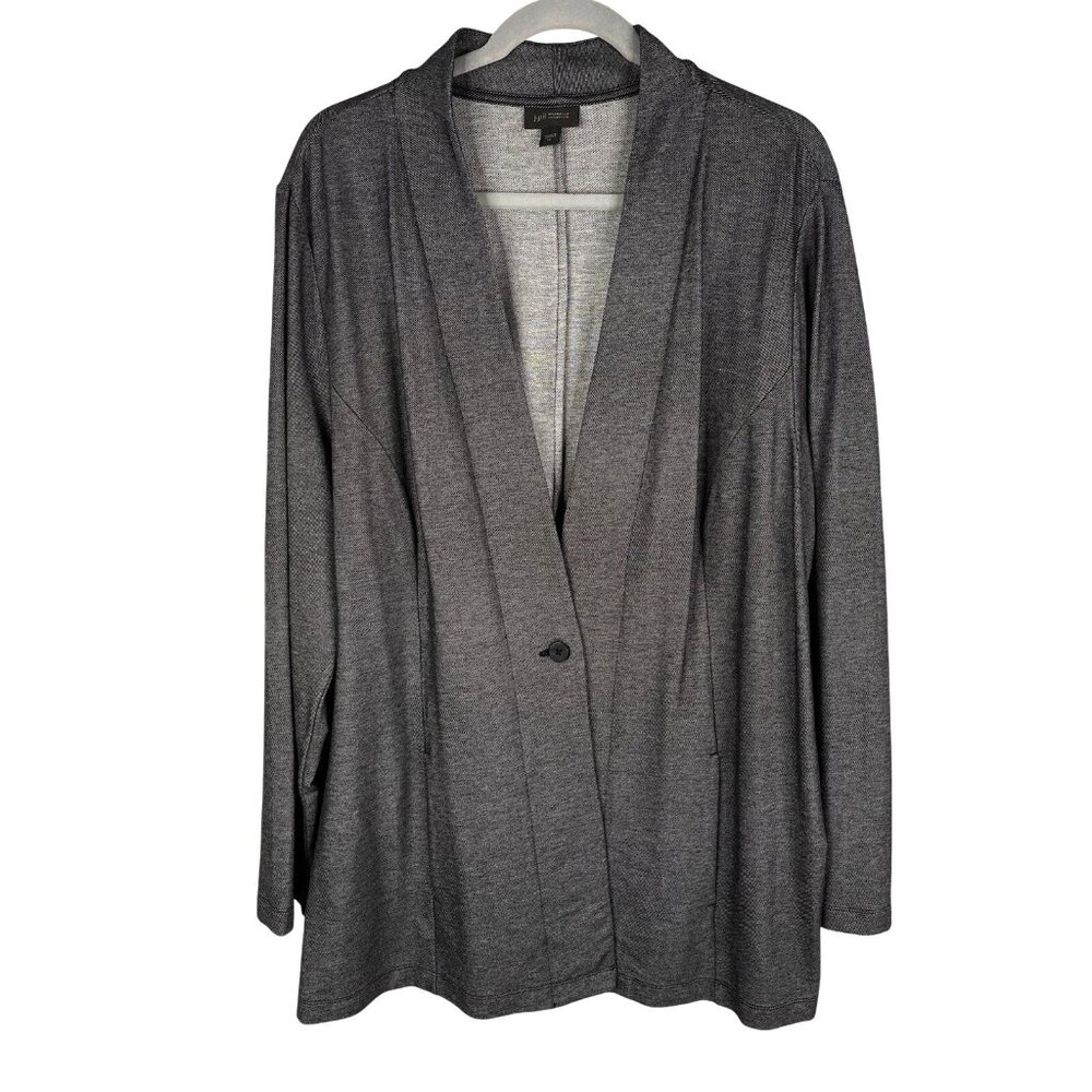J.JILL Women's Charcoal Gray Stretch Jersey Single Button Blazer Size 14 NWOT